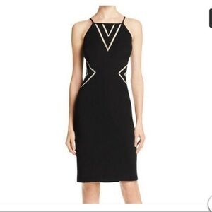 Aidan Mattox Black Illusion Cut Out Black Mini Party Evening Night Out Dress 0